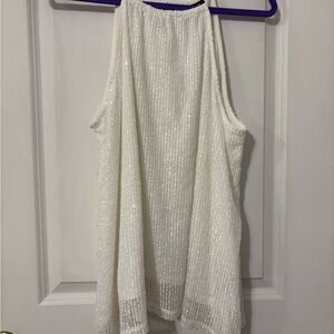 White Sequin Sleeveless Top